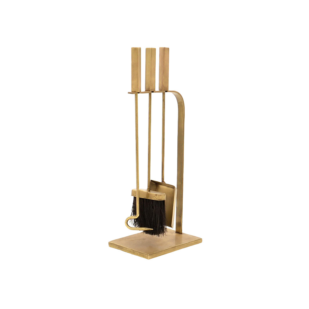 Ivyline 3 Piece Brass Fireplace Tool Set Brass